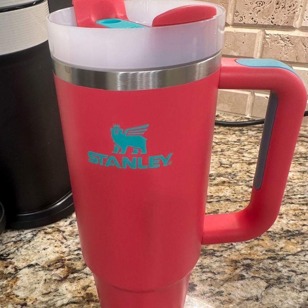 Stanley 30 oz Pink Tumbler with Teal Logo